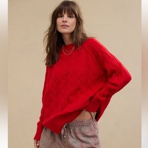 NWT Aerie unREAL cable crew sweater red large